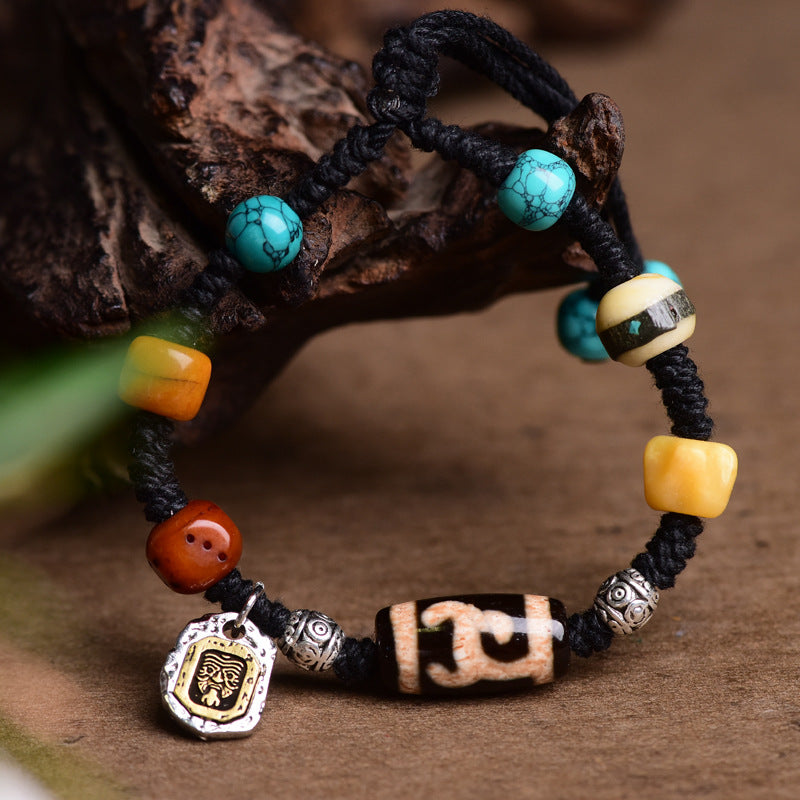 Women's Weaving Tibetan Ethnic Style Tiger Tooth Wrapping Pulp Bracelets