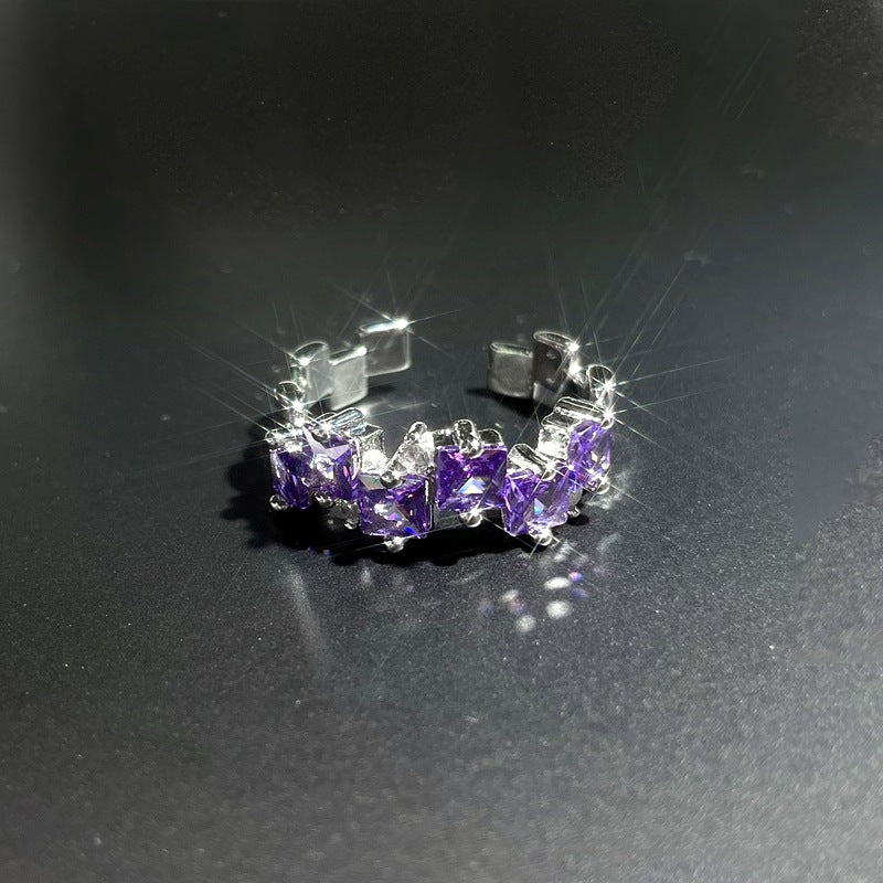 Star Purple Diamond Zircon Series Open Female Affordable Rings
