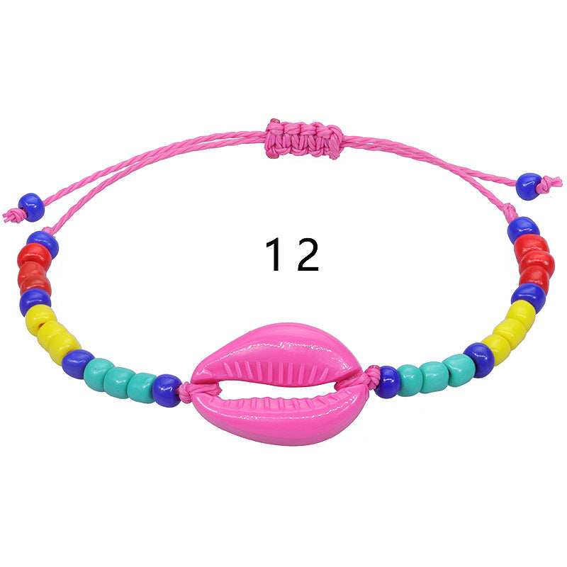 Acrylic Shell Color Bead Woven Bohemian Bracelets