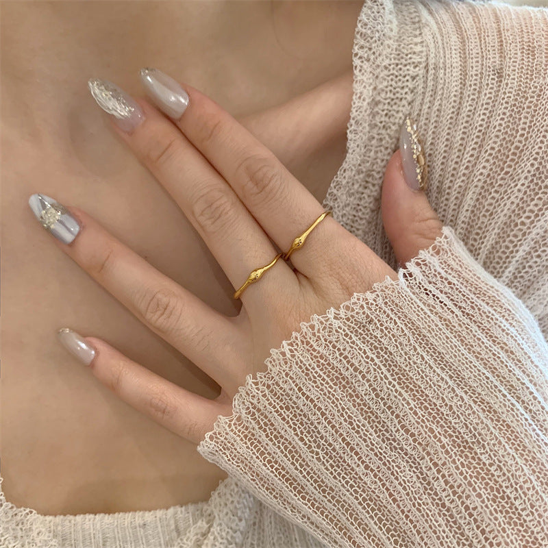 Women's Single Gold-plated Personality Round Surface Stacked Rings