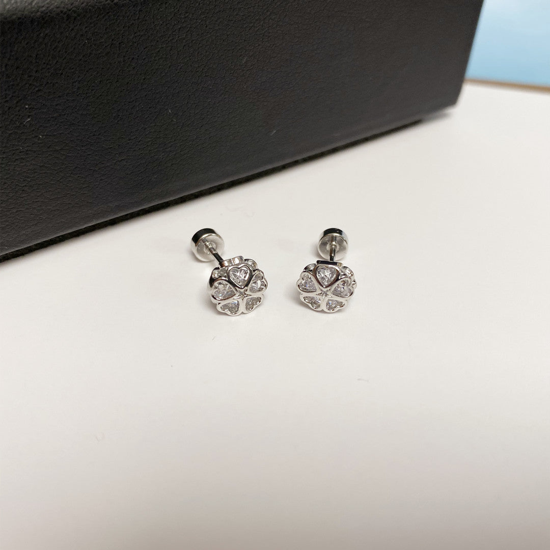 Women's Geometric Simple Letters Drip Glazed Screw Bone Earrings