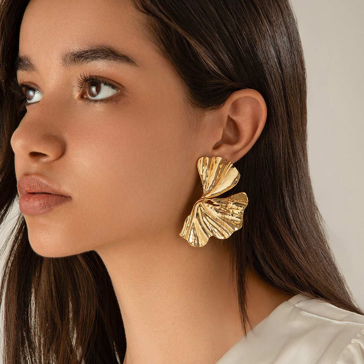 Metal Ginkgo Leaf Trendy Female Sweet Cool Earrings