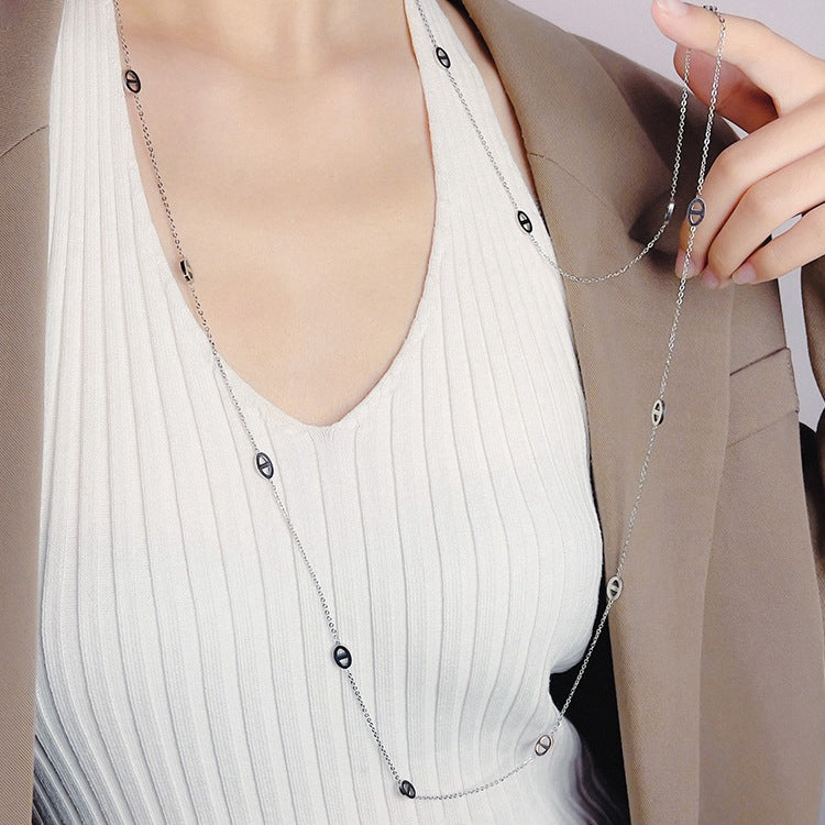 Screen Super Long Female Pig Nose Clavicle Chain Necklaces