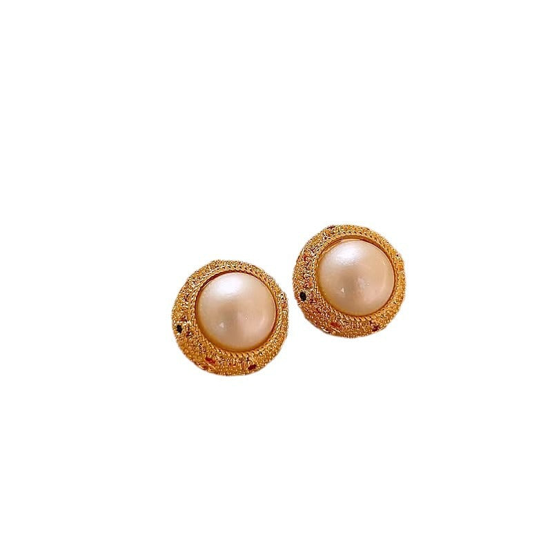 Needle Zircon Flower Pearl Tassel Retro Earrings