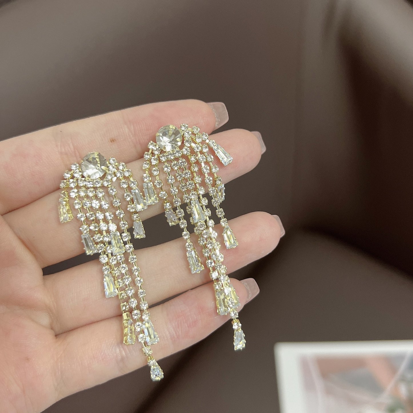 Women's Sier Needle Light Luxury Tassel Banquet Earrings