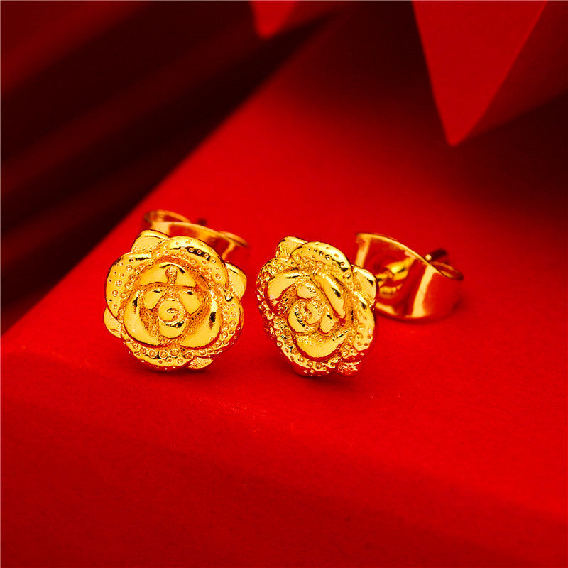 Women's Gold Small Ear Bar Simulation European Coin Earrings