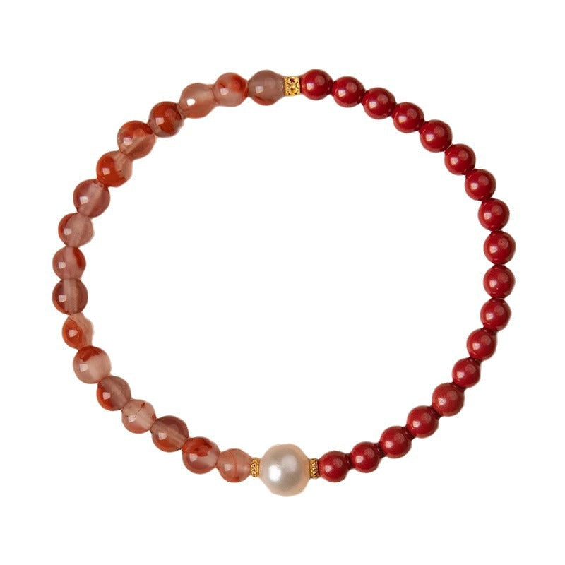 Women's Cinnabar Beaded Pearl Jade National Style Bracelets