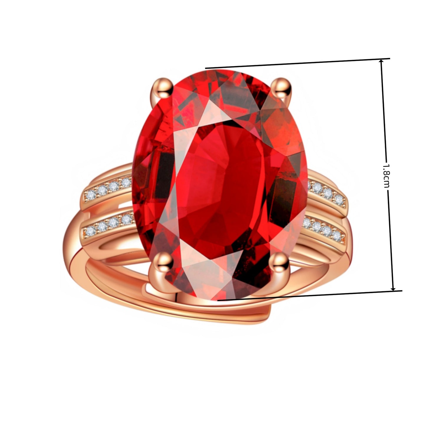 Stone Red Diamond Colored Gems Zircon Gold Double Rings