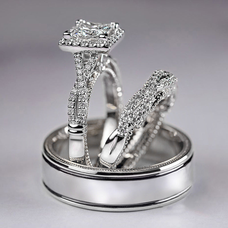 Women's Rose Gold Color Separation Shining Zircon Rings