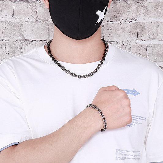 Men's Power Style Personalized Black Plated Edging Bracelets