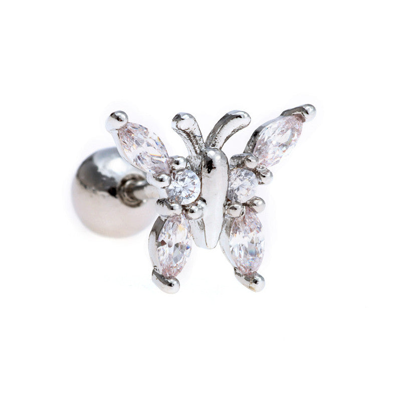 Women's Loving Heart Zircon Flower For Niche Design Ear Bone Earrings