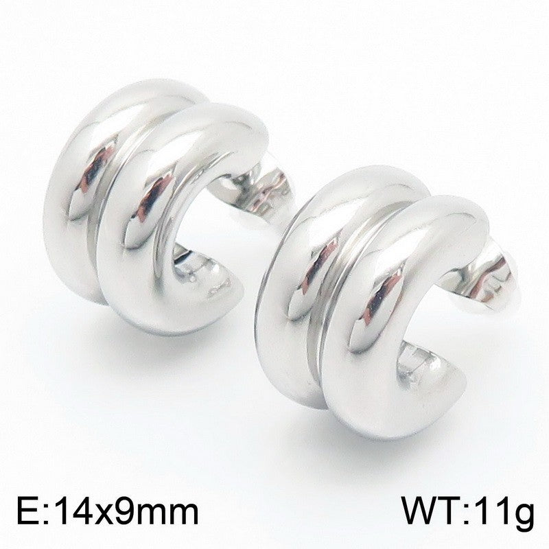 Two-tone Shaped Stainless Steel Commuting Fashion Earrings
