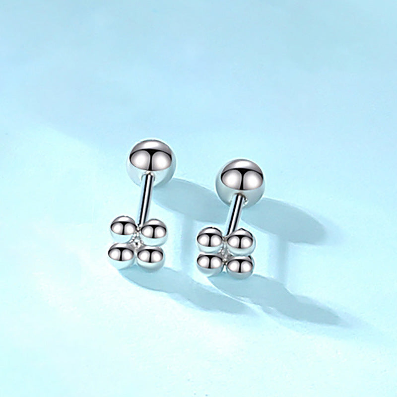 Sier Ball Ear Bone Geometric Simple Earrings