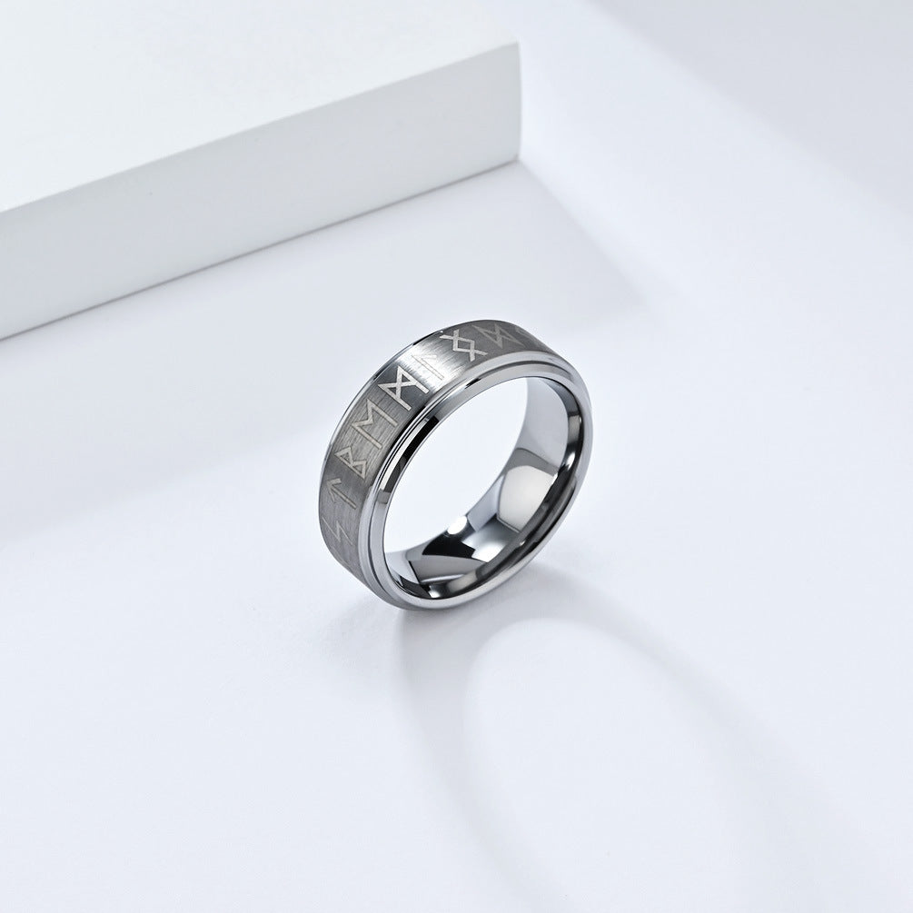 Nordic Viking Tungsten Steel Rune Gold Rings