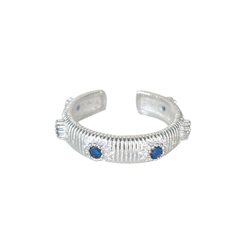 Women's Blue Zircon Brushed Light Luxury High-grade Index Rings