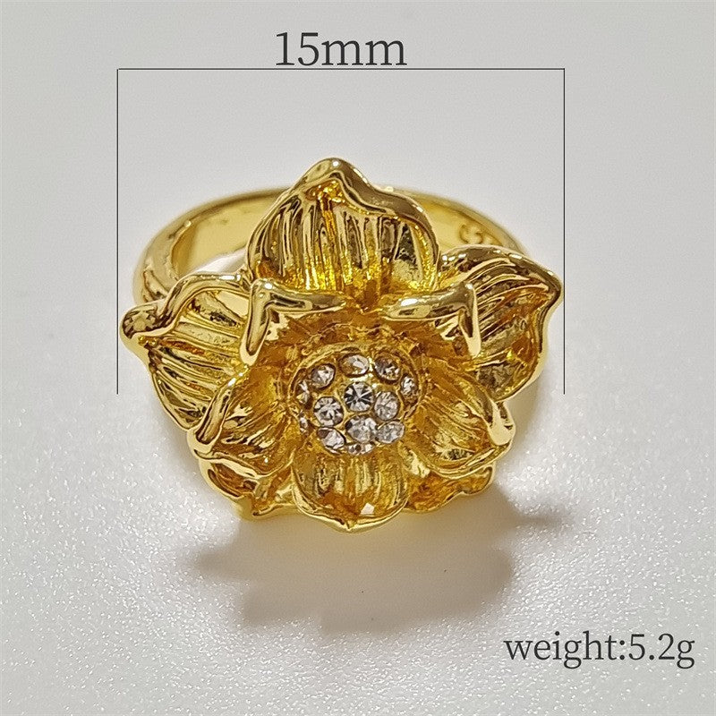 Creative Flowers Copper Inlaid Zircon Light Rings