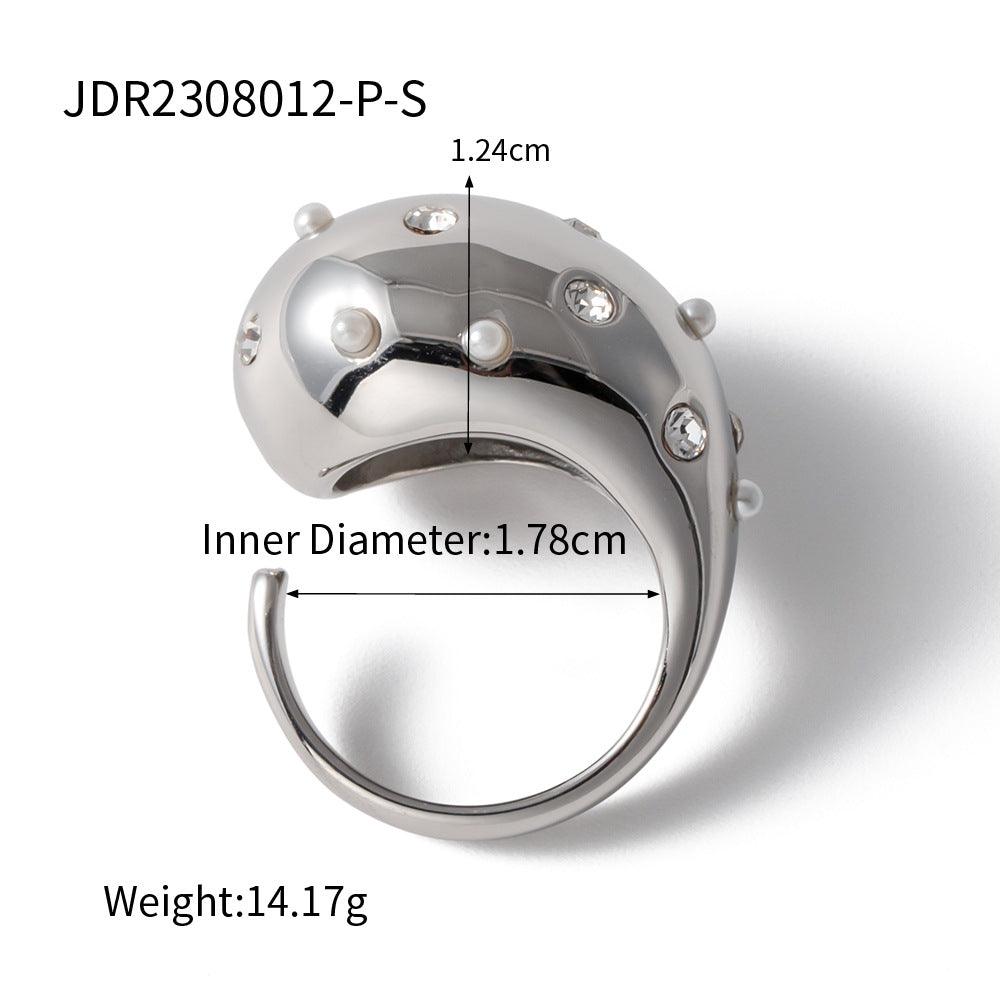 Stainless Steel Pearl Eye-catching High-grade Titanium Rings
