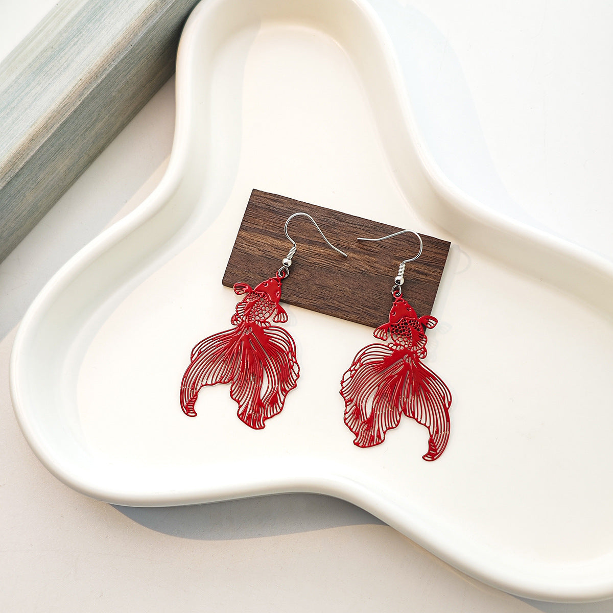 Women's Creative Double-sided Hollow Goldfish Exaggerated Paint Earrings