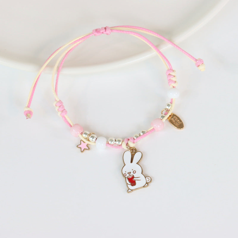 Cartoon Woven Rabbit Couple Girlfriends Campus Bracelets