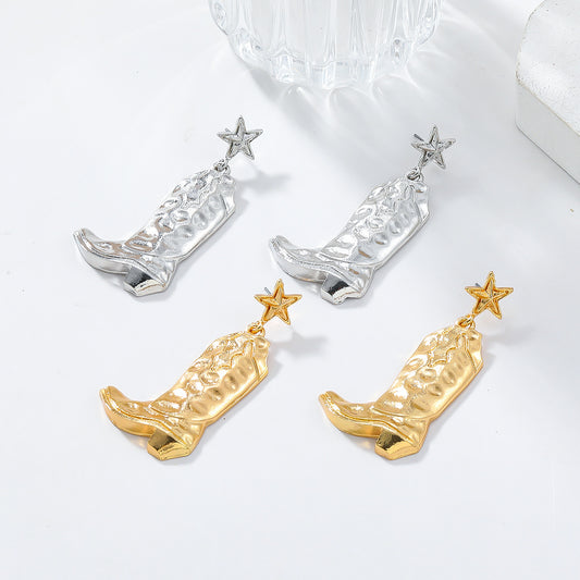 Women's Z Retro Western Style Riding Boots Earrings