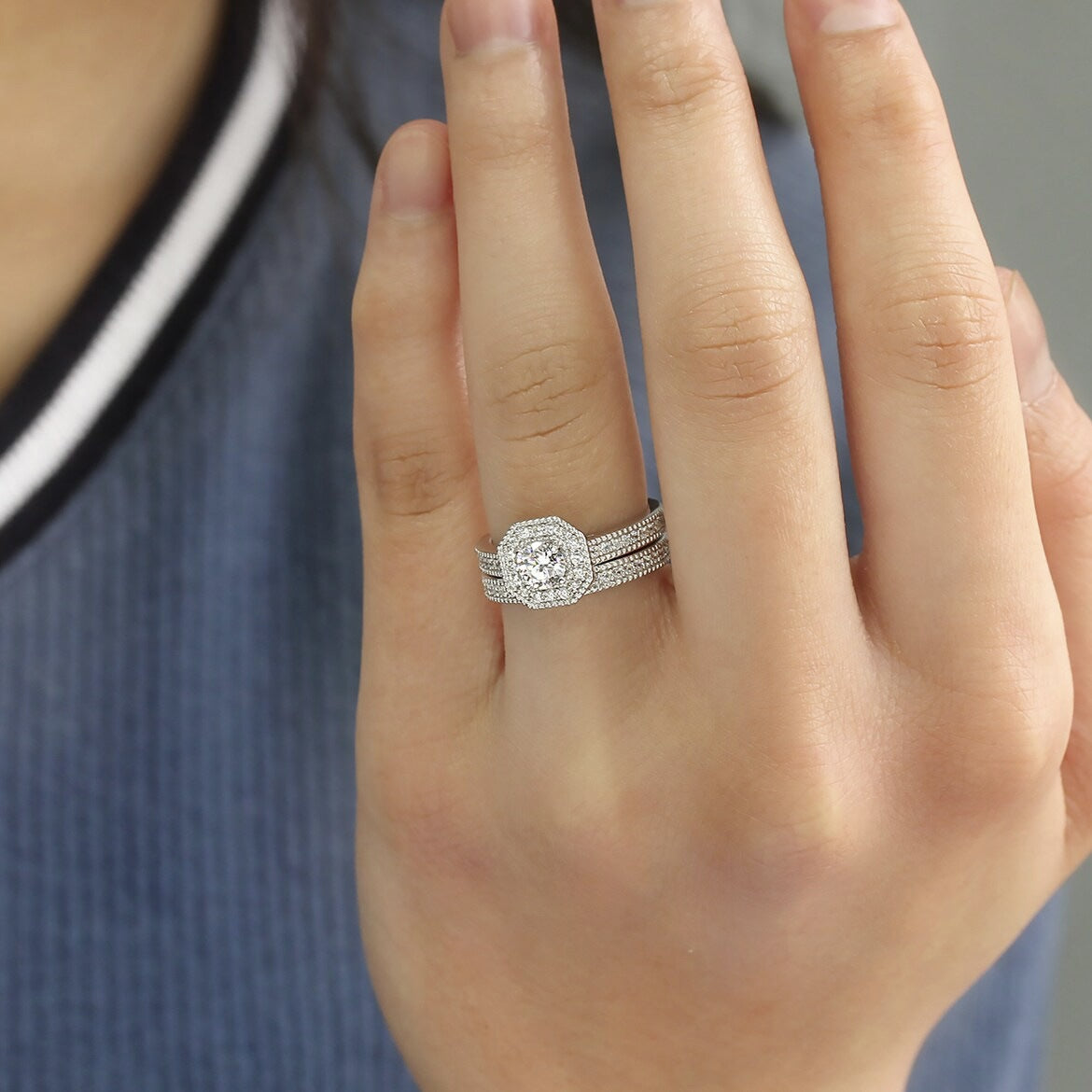 Women's Couple Princess Round Set Fashion Luxury Rings
