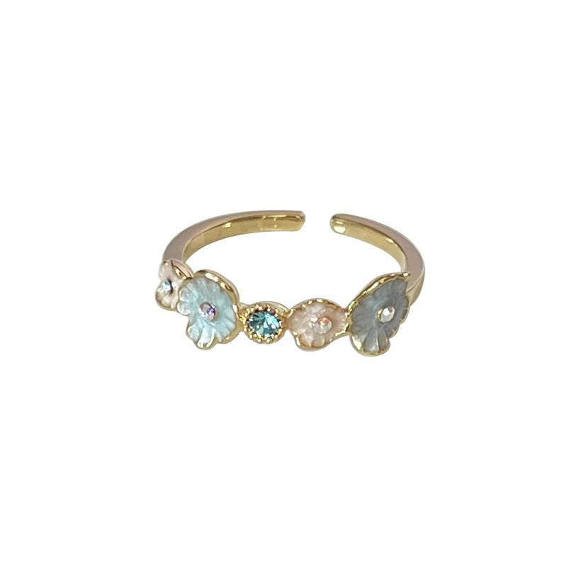 Niche Unique Fritillary Enamel Blue Dripping Light Rings