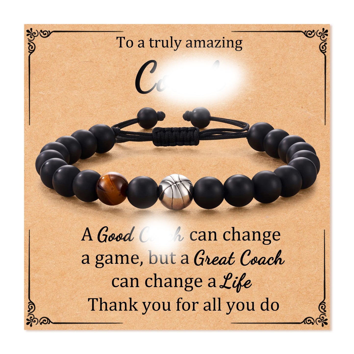 Football Beaded Gift Black Frosted Tigereye Bracelets