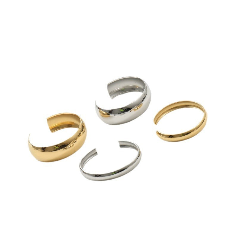 Open Arc Glossy Titanium Steel Gold Bracelets