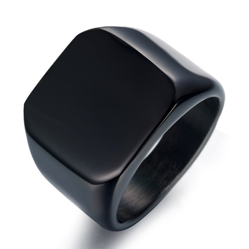Men's Retro Solid Full Glossy Seal Square Rings