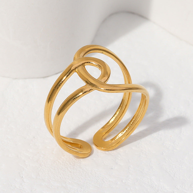 Steel Open-end Female Personality Geometry Stainless Simple Rings