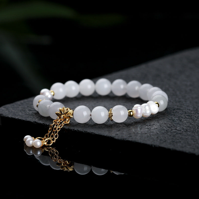 Women's Natural Jade Safety Buckle Colored Beaded Bracelets
