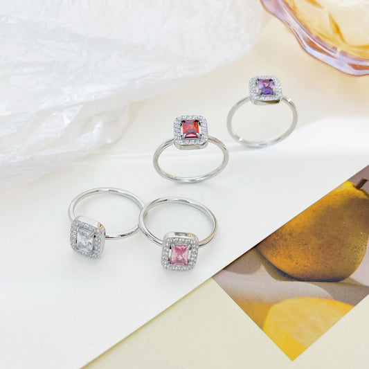 Creative Color Rectangular Zircon Female Fashion Rings