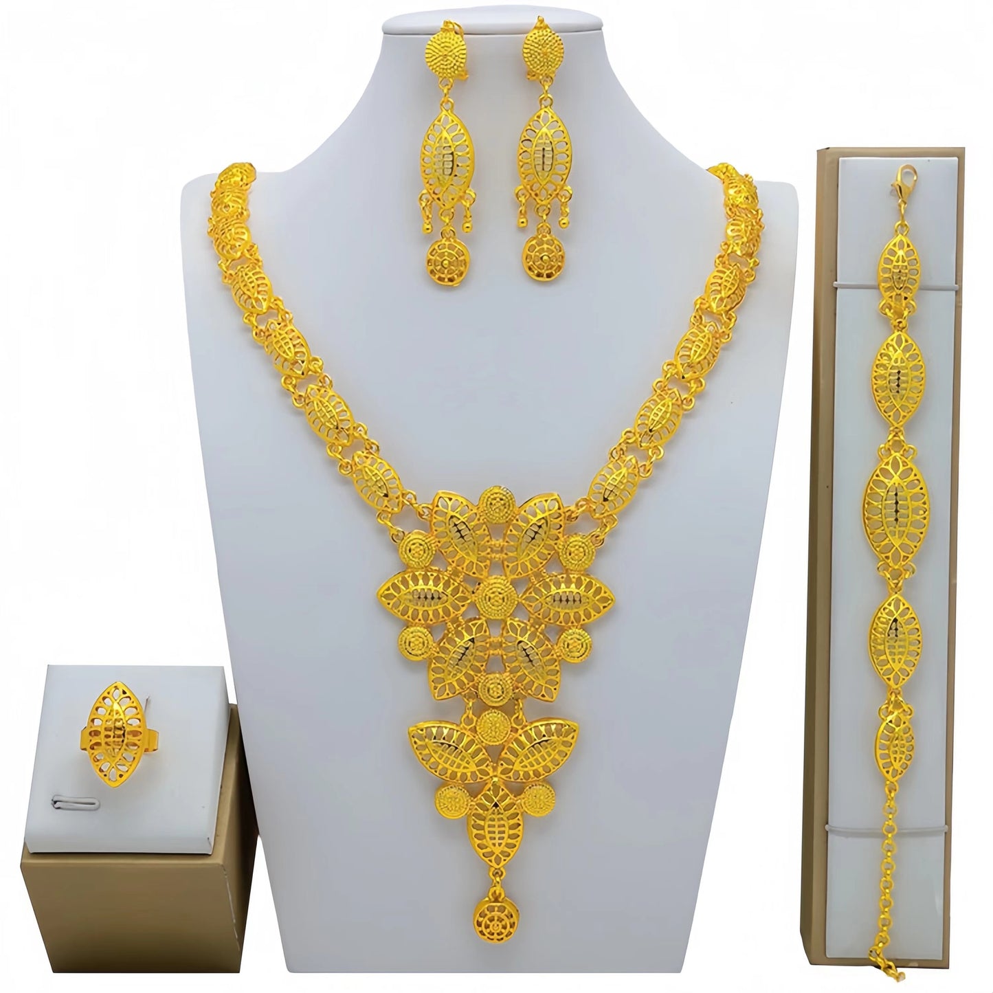 Durable Casual Gold Arab Bridal Wedding Jewelry Set