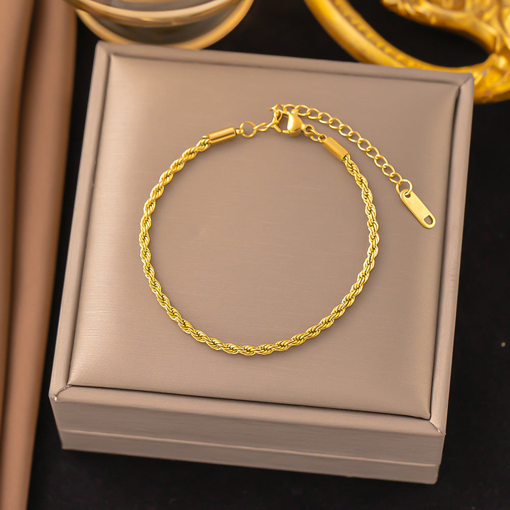 Women's Pearl Twist V-shaped Female Rainbow Diamond Bracelets