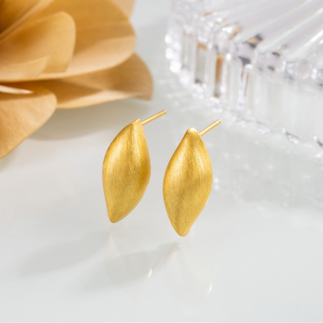 Design Brushed Leaf Shape Cold Style Earrings