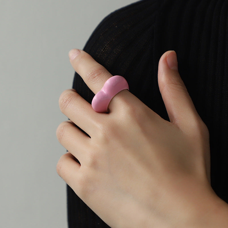 Peach Drop Oil Color Three-dimensional Enamel Rings