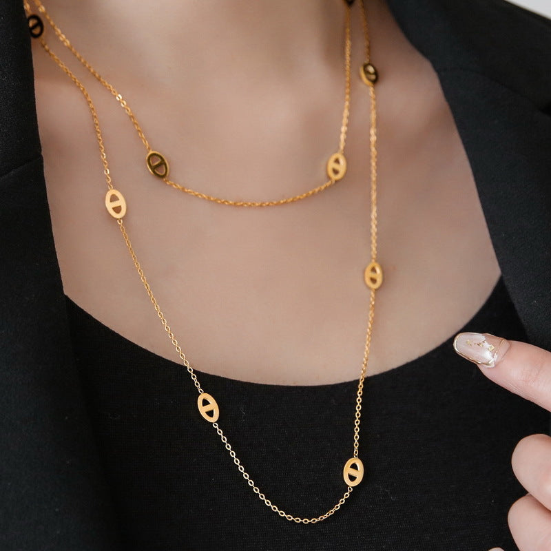 Gold Plated Special Interest Light Luxury Pig Necklaces
