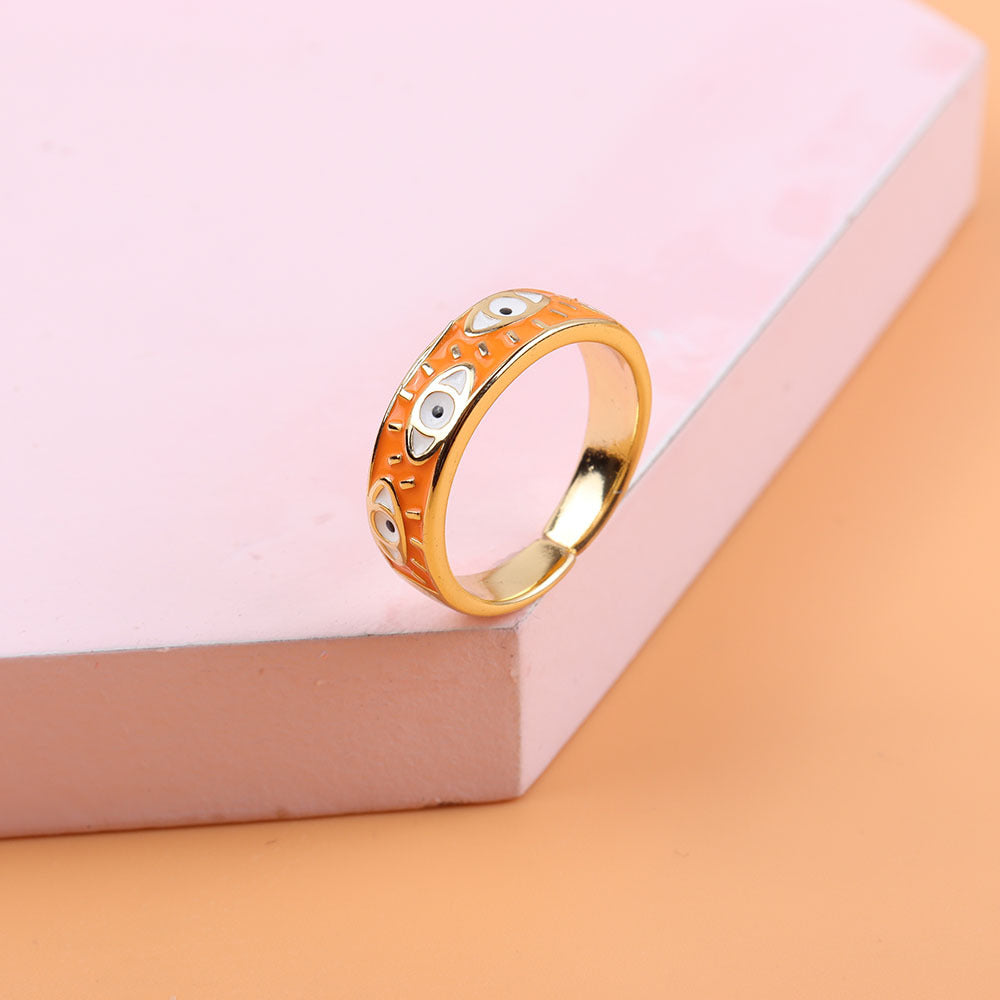 Fashion Gold Colorful Oil Devil's Eye Rings