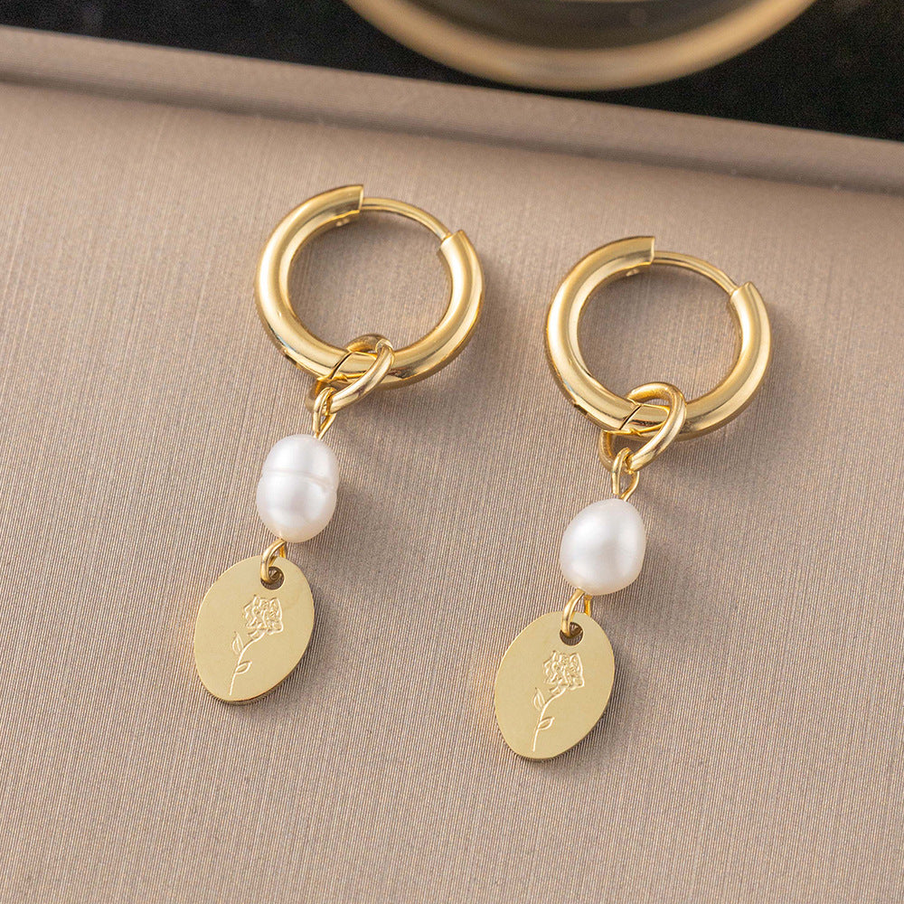 Fresh Sweet Glossy Titanium Steel Versatile Earrings