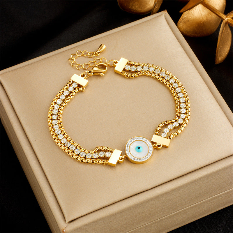 Vintage Gold Rhinestone Chain Butterfly Lucky Bracelets