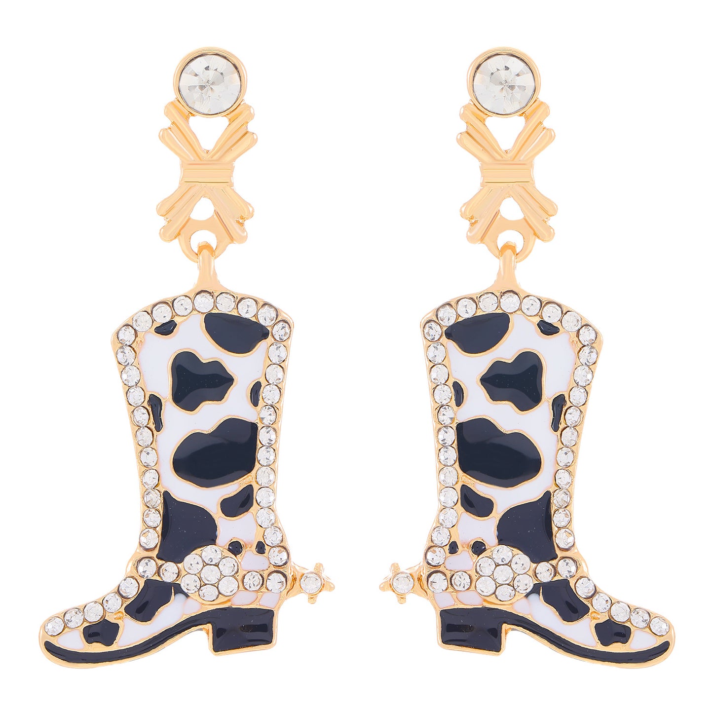 Women's Oil Personalized Eardrops Western Denim Red Star Cow Rings