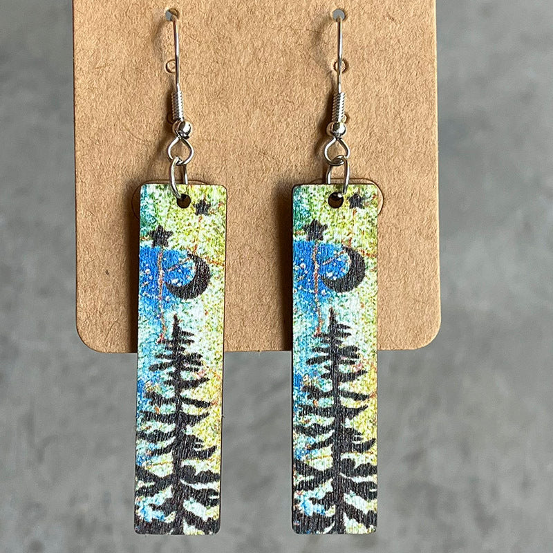 Natural Texture Color Simple Night Forest Earrings