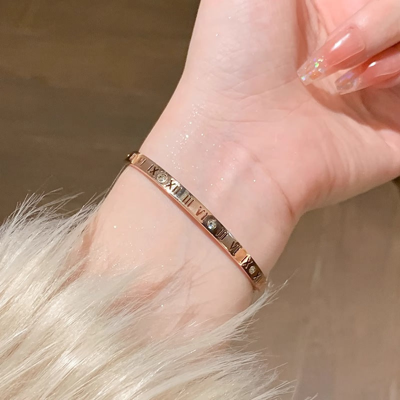 Steel Light Luxury Minority Roman Hand Bracelets