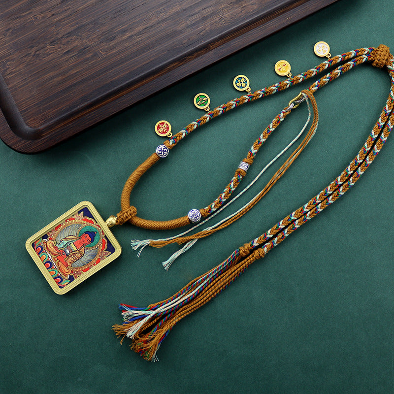 Hand Painted Golden Outline Eight Patron Necklaces
