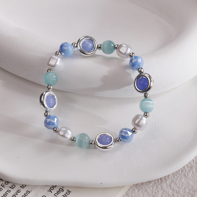 Clothing Glass Floral Beads Fresh Pastoral Tourist Attractions Elastic Bracelets
