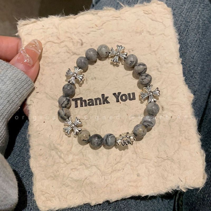 Women's & Men's Retro Black Beaded Light Luxury Minority Bracelets