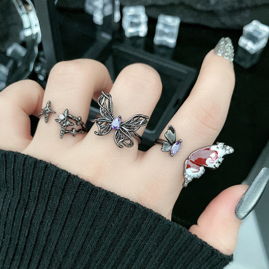 Punk Twin Open Female Unisex Style Rings
