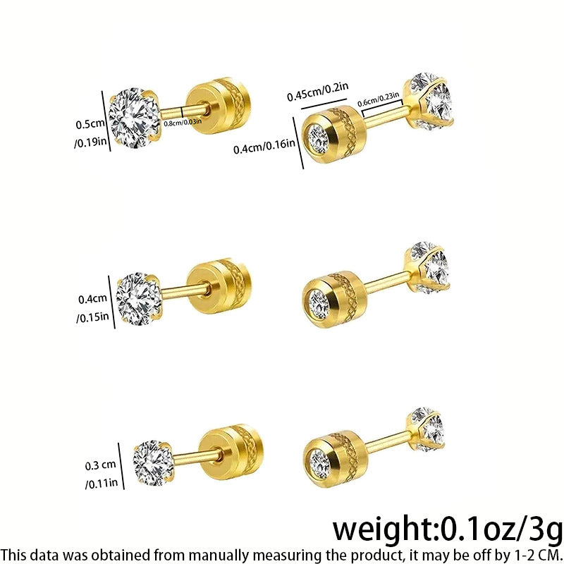 Women's & Men's Stainless Steel Korean Fashion Double-headed Diamond Rotating Earrings