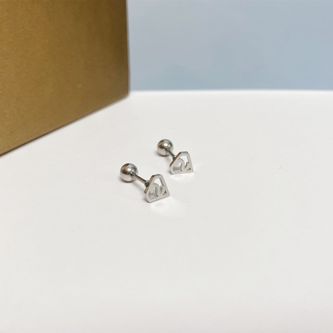 Women's Simple Small Golden Ear Bone Titanium Rings