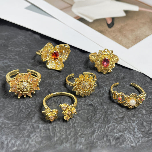 Women's Open Light Luxury High-grade Sunflower Sweet Rings